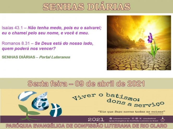 Senhas do dia - 09.04.2021