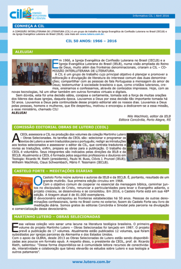 Informativo da CIL - Abril 2016