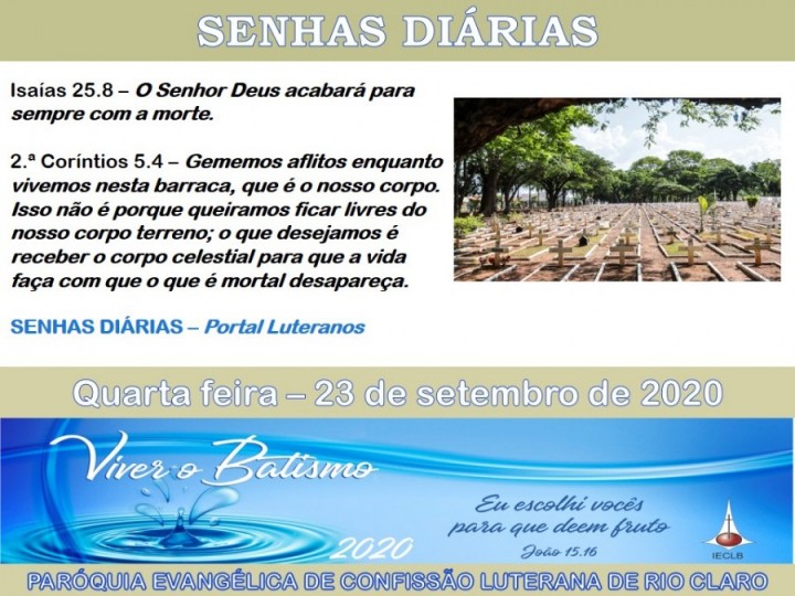 Senhas do dia - 23.09.2020