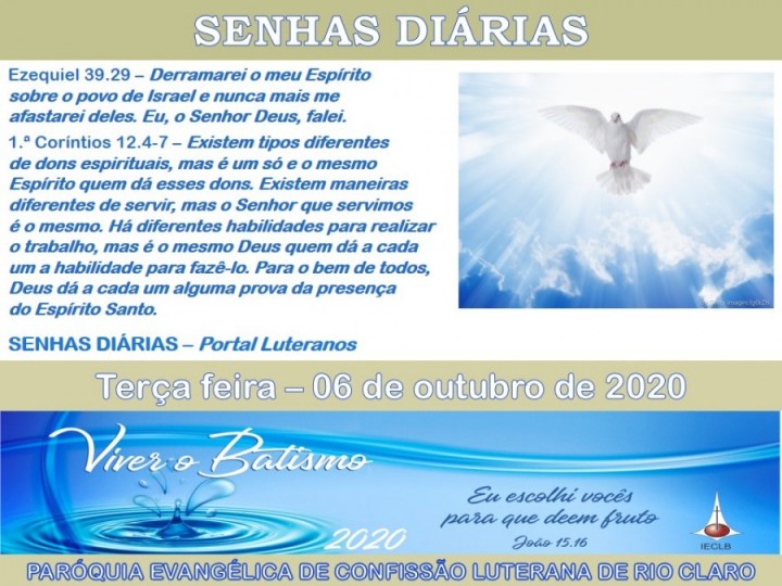 Senhas do dia - 06.10.2020