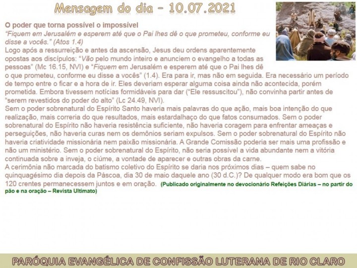 Mensagem do dia - 10.07.2021