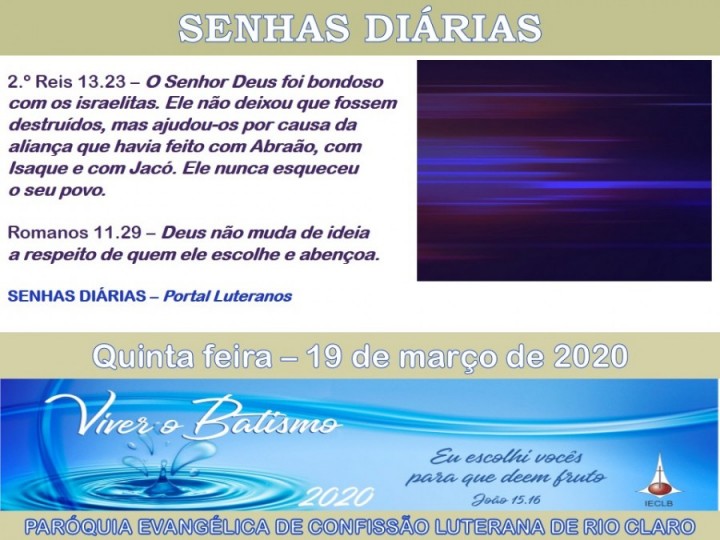 Senhas do dia - 19.03.2020