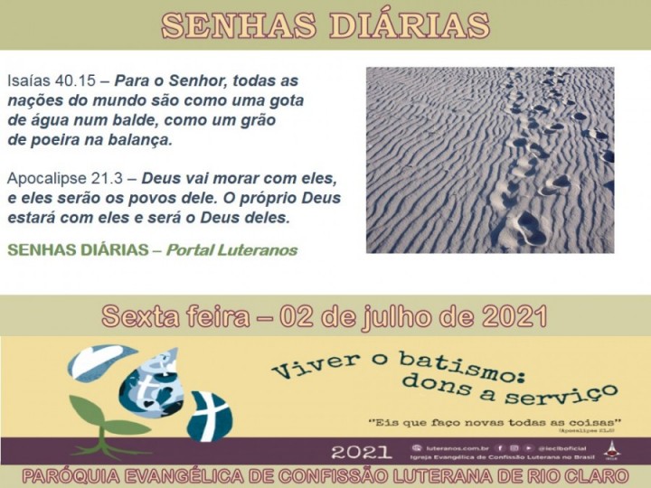 Senhas do dia - 02.07.2021