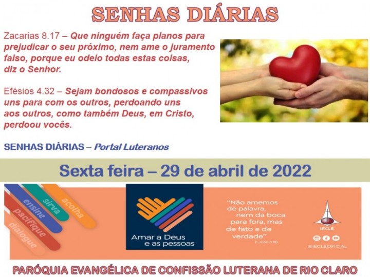 Senhas do dia - 29.04.2022