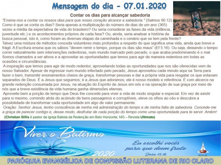 Mensagem do dia - 07.01.2020