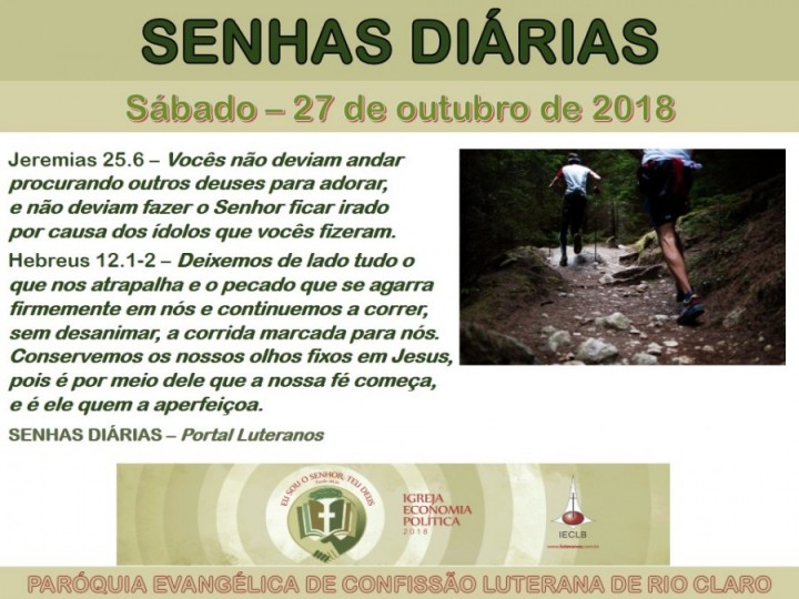 Senhas do dia - 27.10.2018