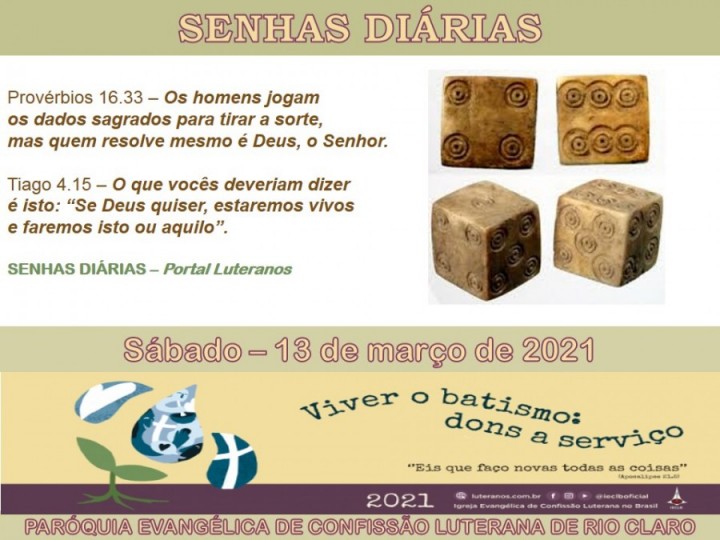 Senhas do dia - 13.03.2021