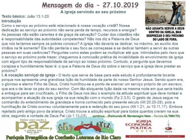 Mensagem do dia - 27.10.2019