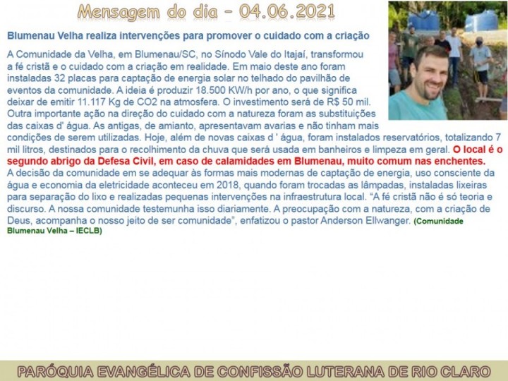 Mensagem do dia - 04.06.2021