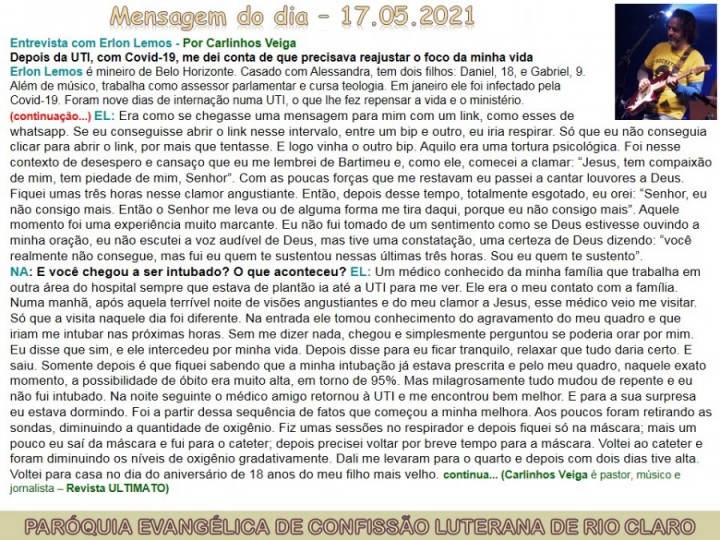 Mensagem do dia - 17.05.2021