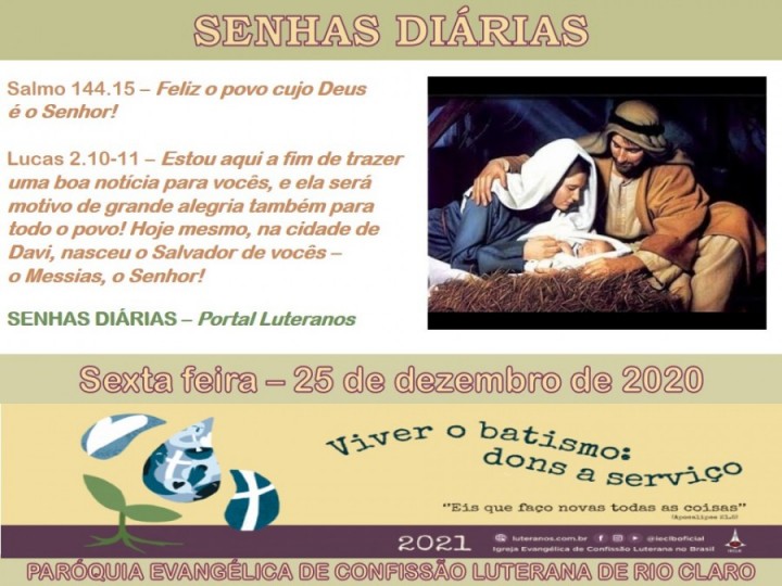 Senhas do dia - 25.12.2020