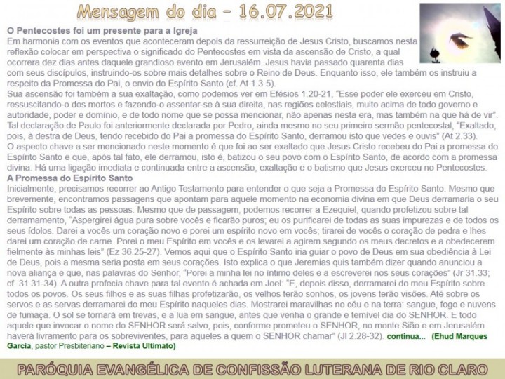 Mensagem do dia - 16.07.2021