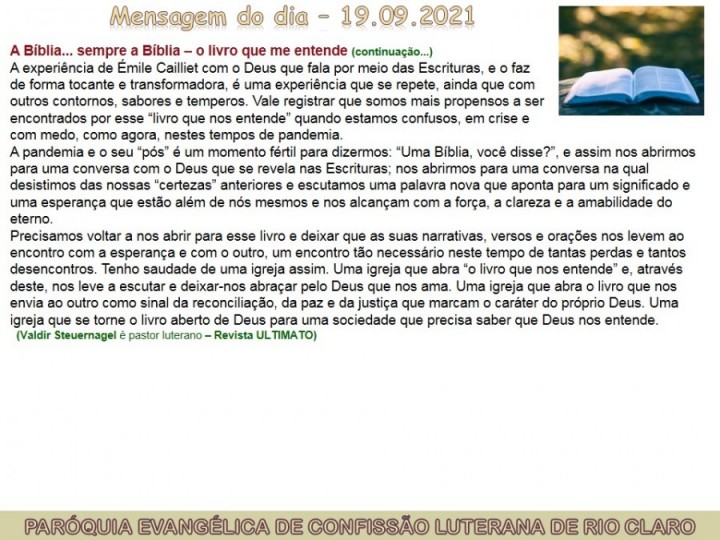 Mensagem do dia - 19.09.2021