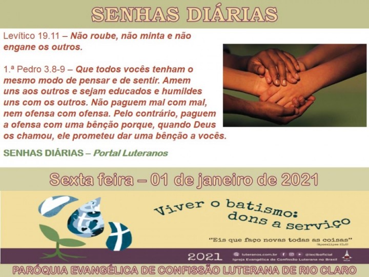 Senhas do dia - 01.01.2021