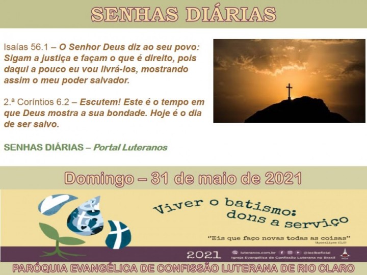 Senhas do dia - 31.05.2021