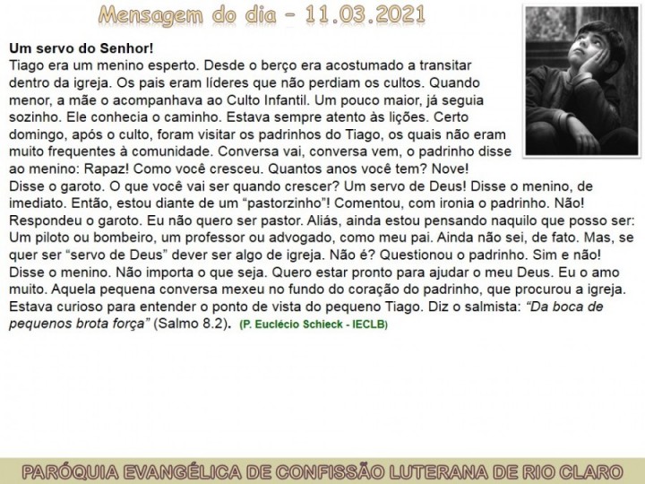 Mensagem do dia - 11.03.2021