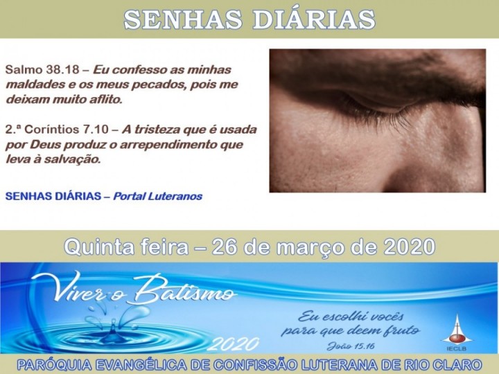 Senhas do dia - 26.03.2020