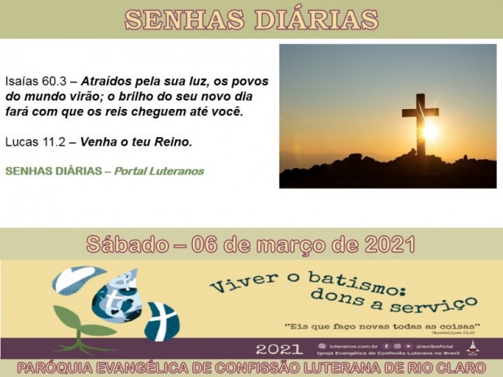 Senhas do dia - 06.03.2021