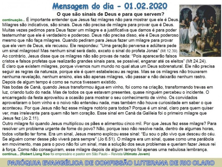 Mensagem do dia - 01.02.2020