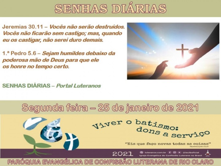 Senhas do dia - 25.01.2021