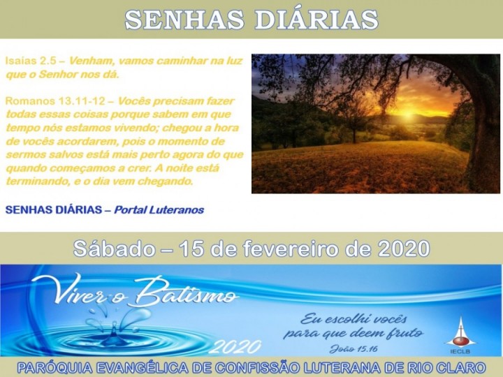 Senhas do dia - 15.02.2020