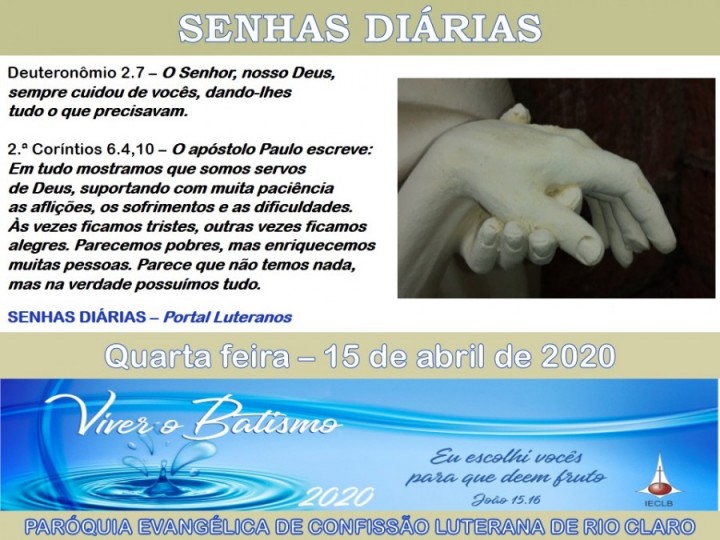 Senhas do dia - 15.04.2020