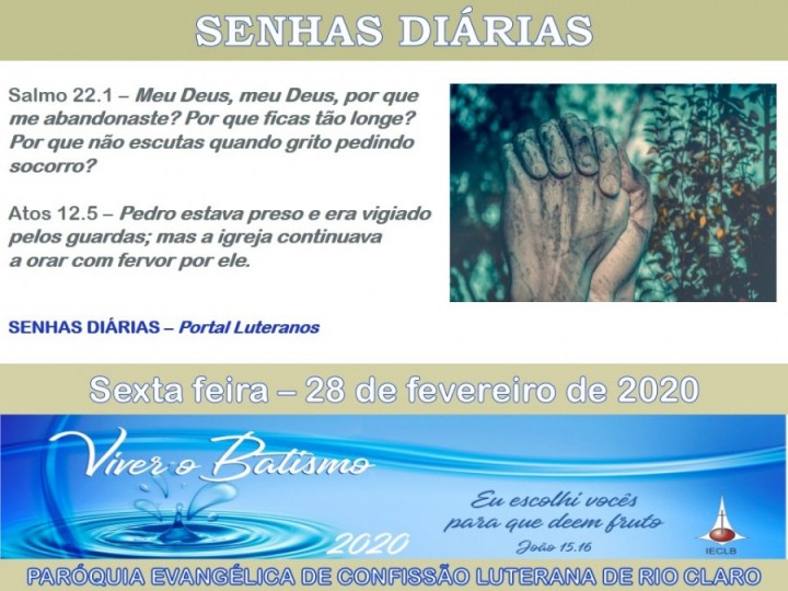 Senhas do dia - 28.02.2020