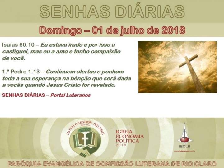 Senhas do dia - 01.07.2018