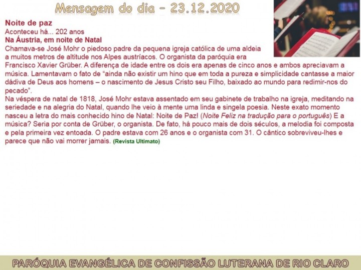 Mensagem do dia - 23.12.2020