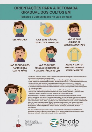 Orientações importantes para o retorno das atividades quando for permitido