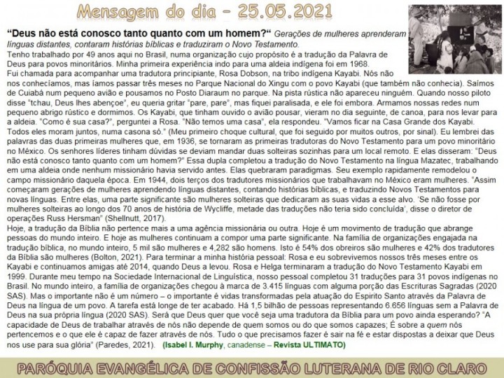 Mensagem do dia - 25.05.2021