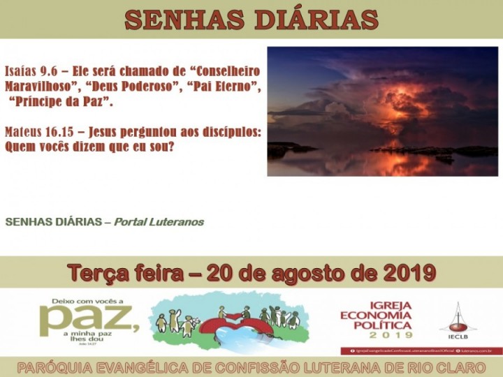 Senhas do dia - 20.08.2019