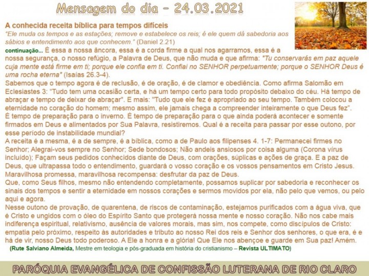 Mensagem do dia - 24.03.2021