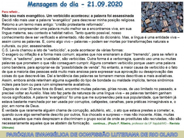 Mensagem do dia - 21.09.2020