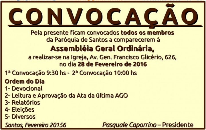 Convocação AGO Santos 28.02.2016