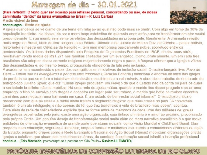 Mensagem do dia - 30.01.2021