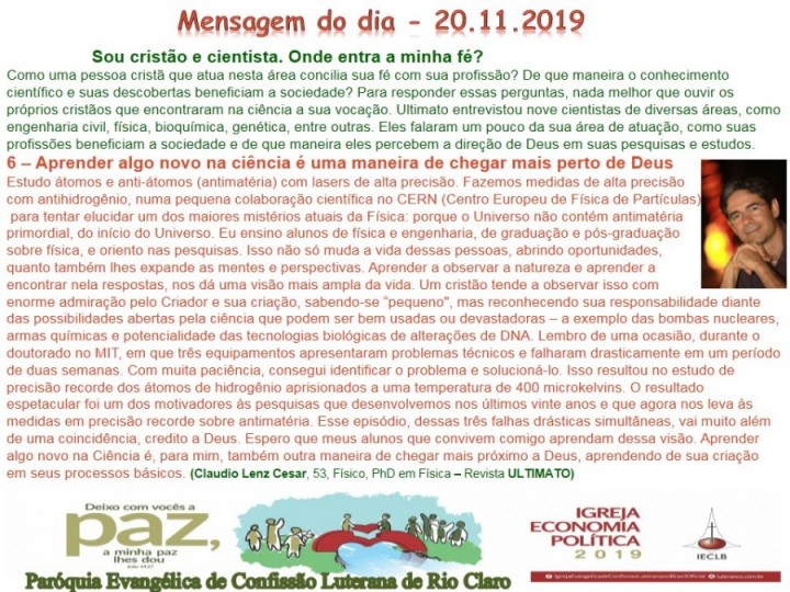 Mensagem do dia - 20.11.2019