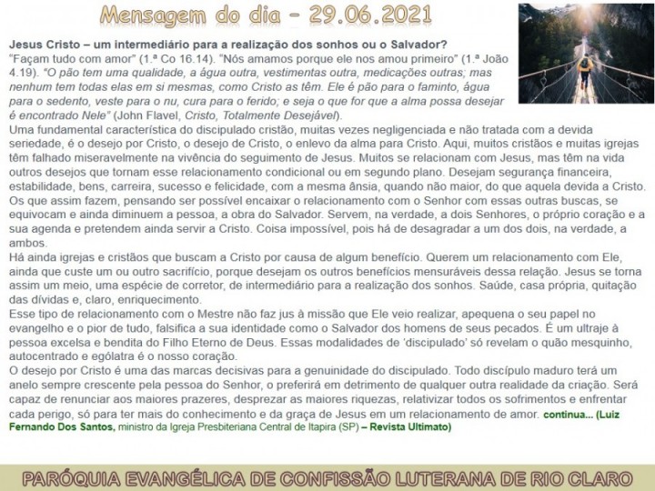 Mensagem do dia - 29.06.2021