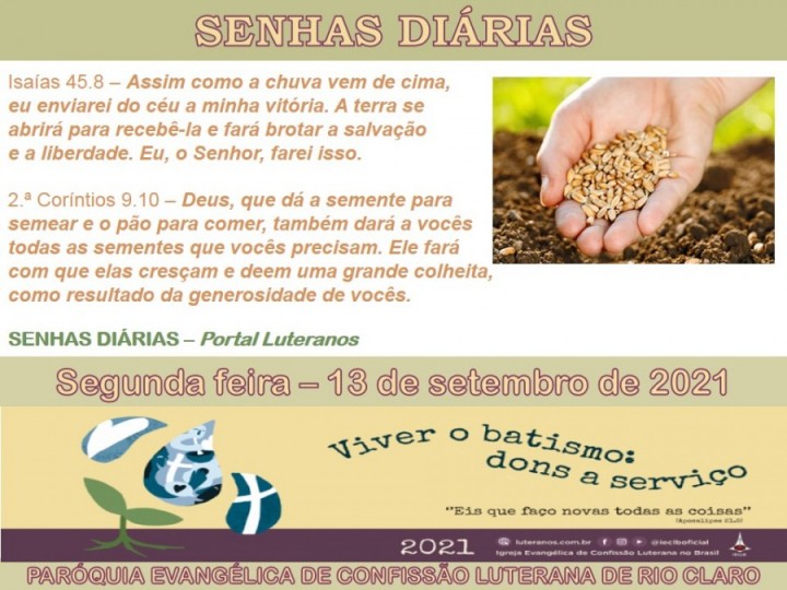 Senhas do dia - 13.09.2021