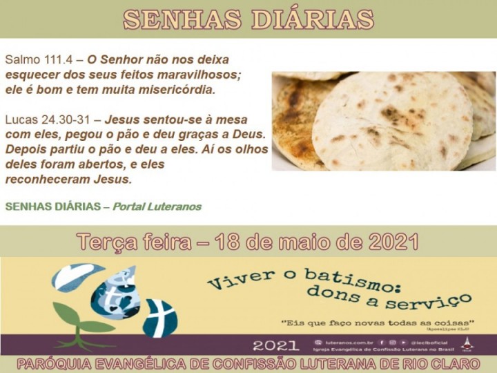 Senhas do dia - 18.05.2021