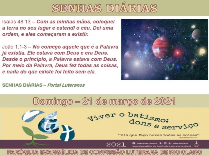 Senhas do dia - 21.03.2021