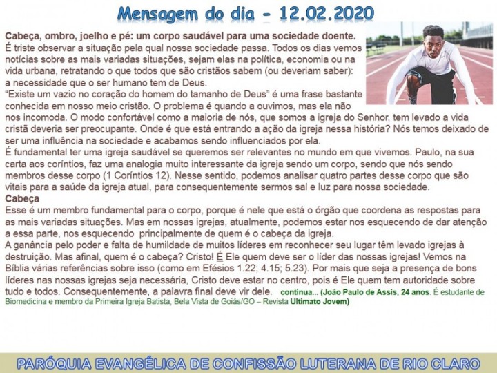 Mensagem do dia - 12.02.2020