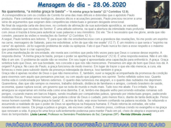 Mensagem do dia - 28.06.2020