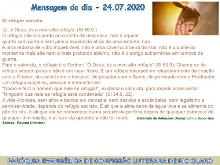 Mensagem do dia - 24.07.2020