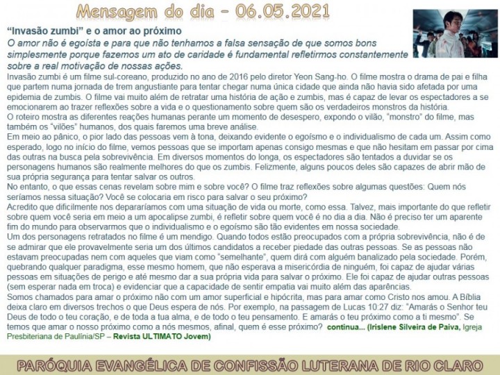 Mensagem do dia - 06.05.2021