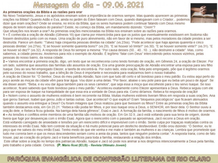 Mensagem do dia - 09.06.2021