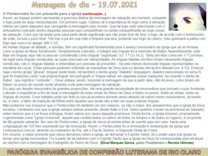 Mensagem do dia - 19.07.2021