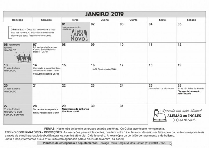 Calendario 2019 ABCD - 1