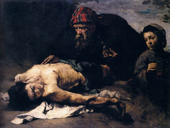 O bom samaritano do pintor francês Théodule-Augustin Ribot (1823-1891)