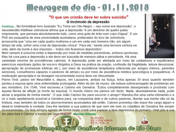 Mensagem do dia - 01.11.2018